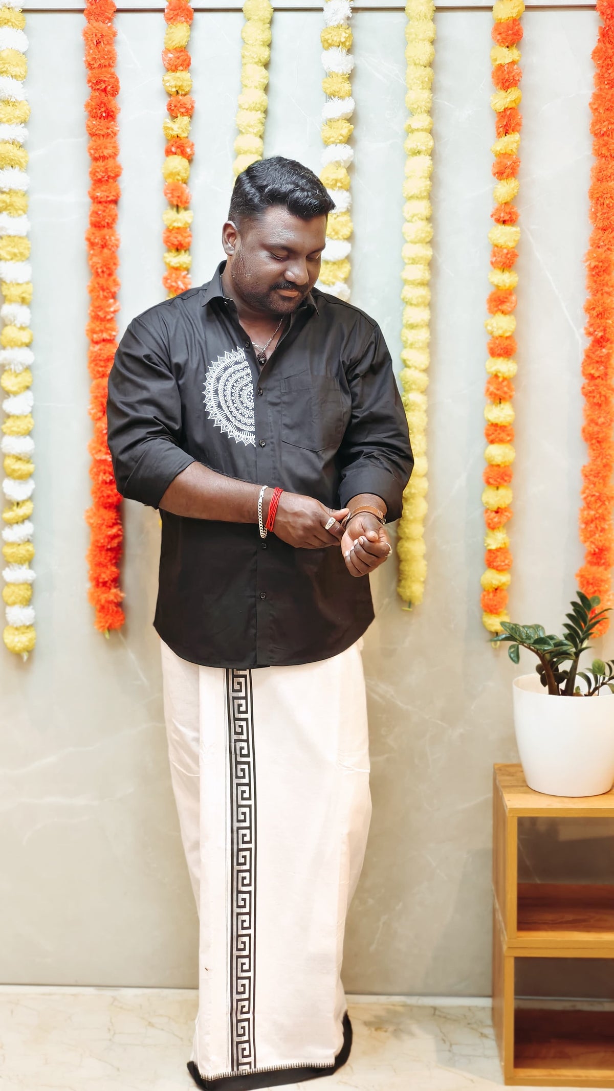 PRINTED SHIRT AND MUNDU SET